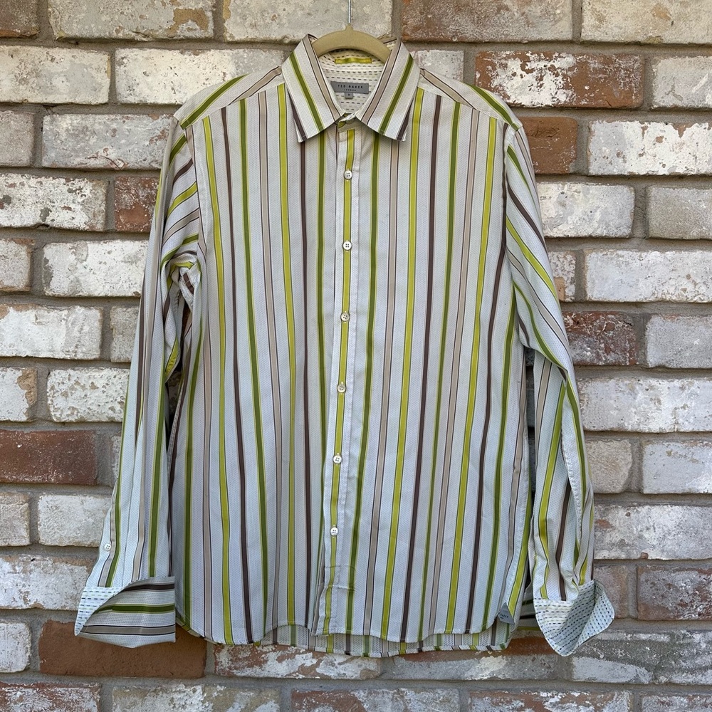 Ted Baker Striped Collared Button Down Shirt - image 1
